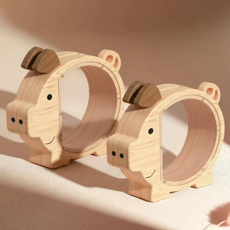 Transparent Wooden Piggy Bank