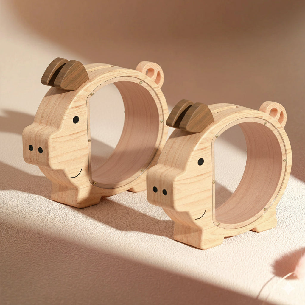 Transparent Wooden Piggy Bank