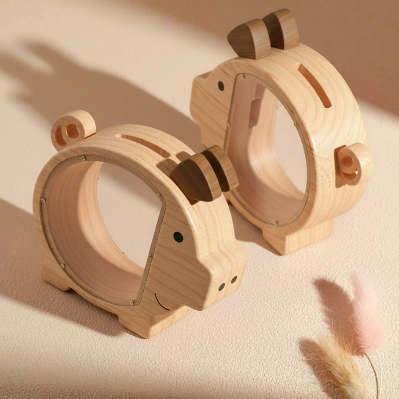 Transparent Wooden Piggy Bank