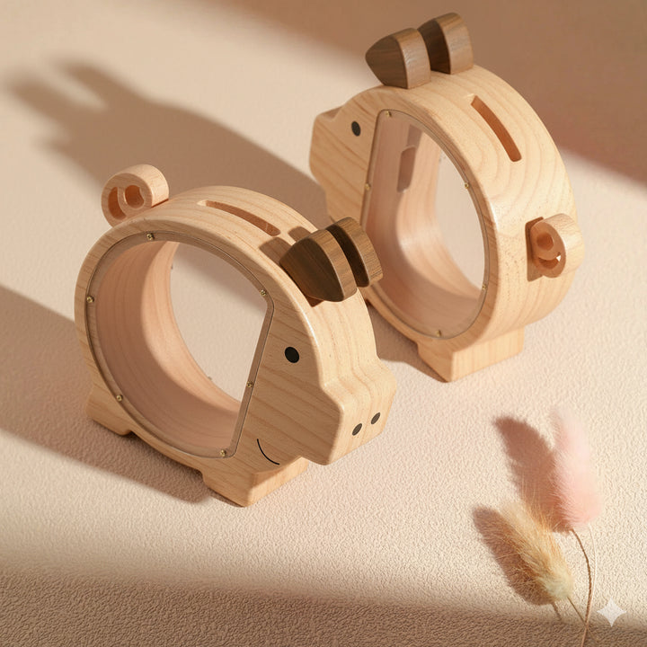 Transparent Wooden Piggy Bank