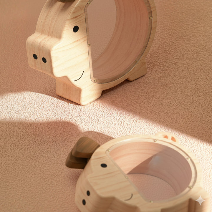 Transparent Wooden Piggy Bank