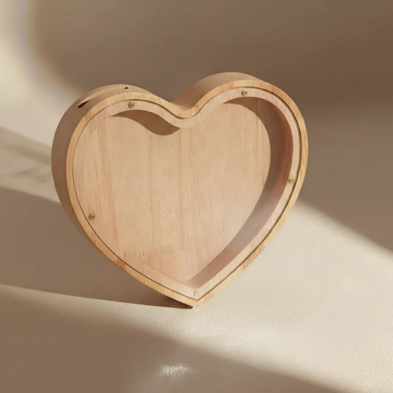 Wooden Heart Piggy Bank