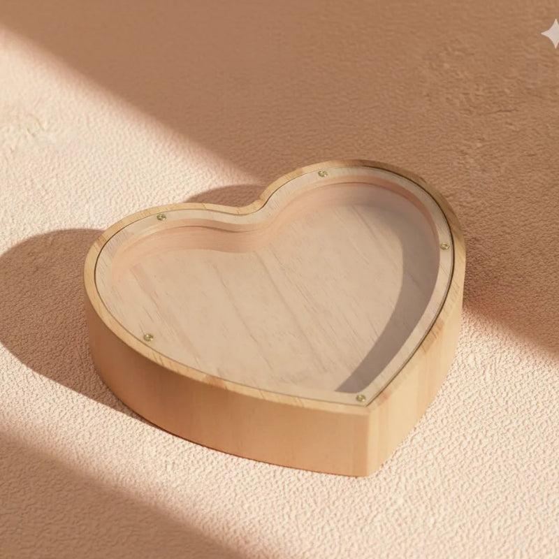 Wooden Heart Piggy Bank